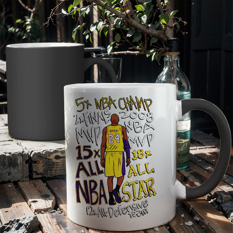 科比纪念詹姆斯字母哥运动篮球茶杯喝水杯带盖陶瓷变色马克杯定制