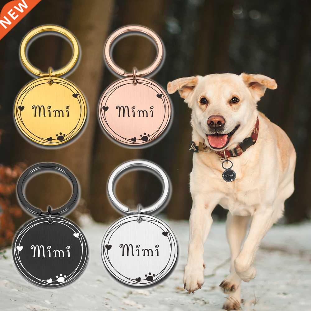 Personalized Dog Cat ID Tag Anti-lost Pet Name Tags Plates F