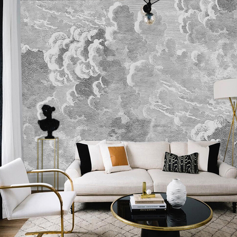 北欧轻奢艺术乌云壁纸抽象天空云朵客厅沙发壁画电视背景墙3d墙纸