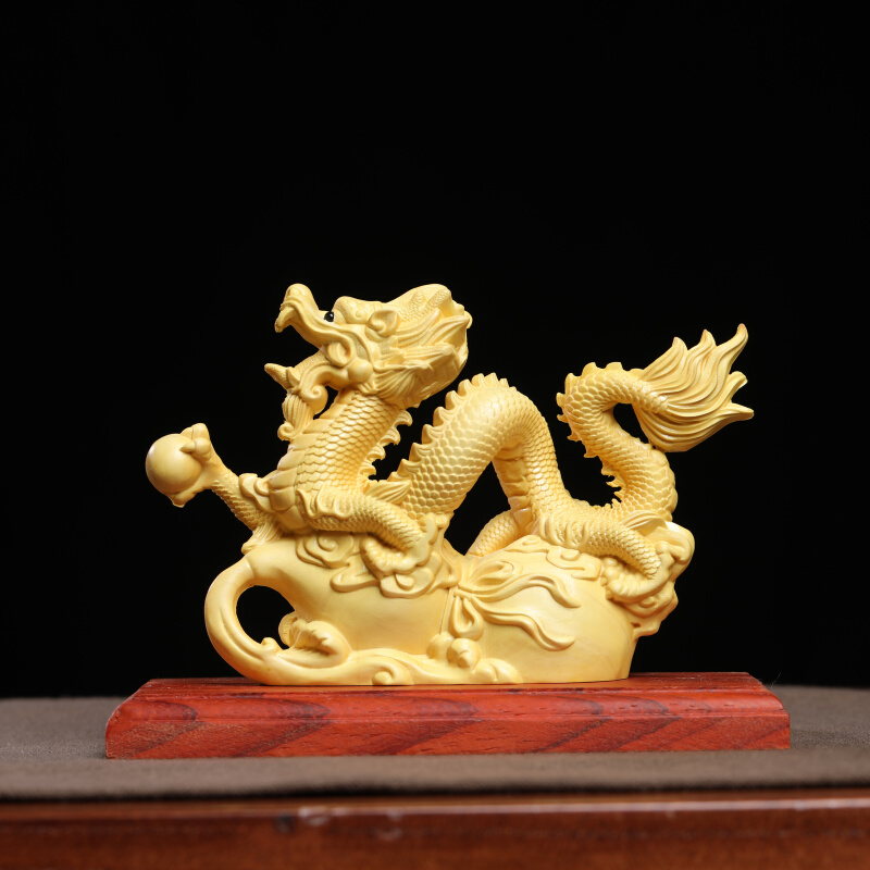 黄杨木雕中国龙貔貅豹子摆件家居客厅办公室装饰品汽车饰品