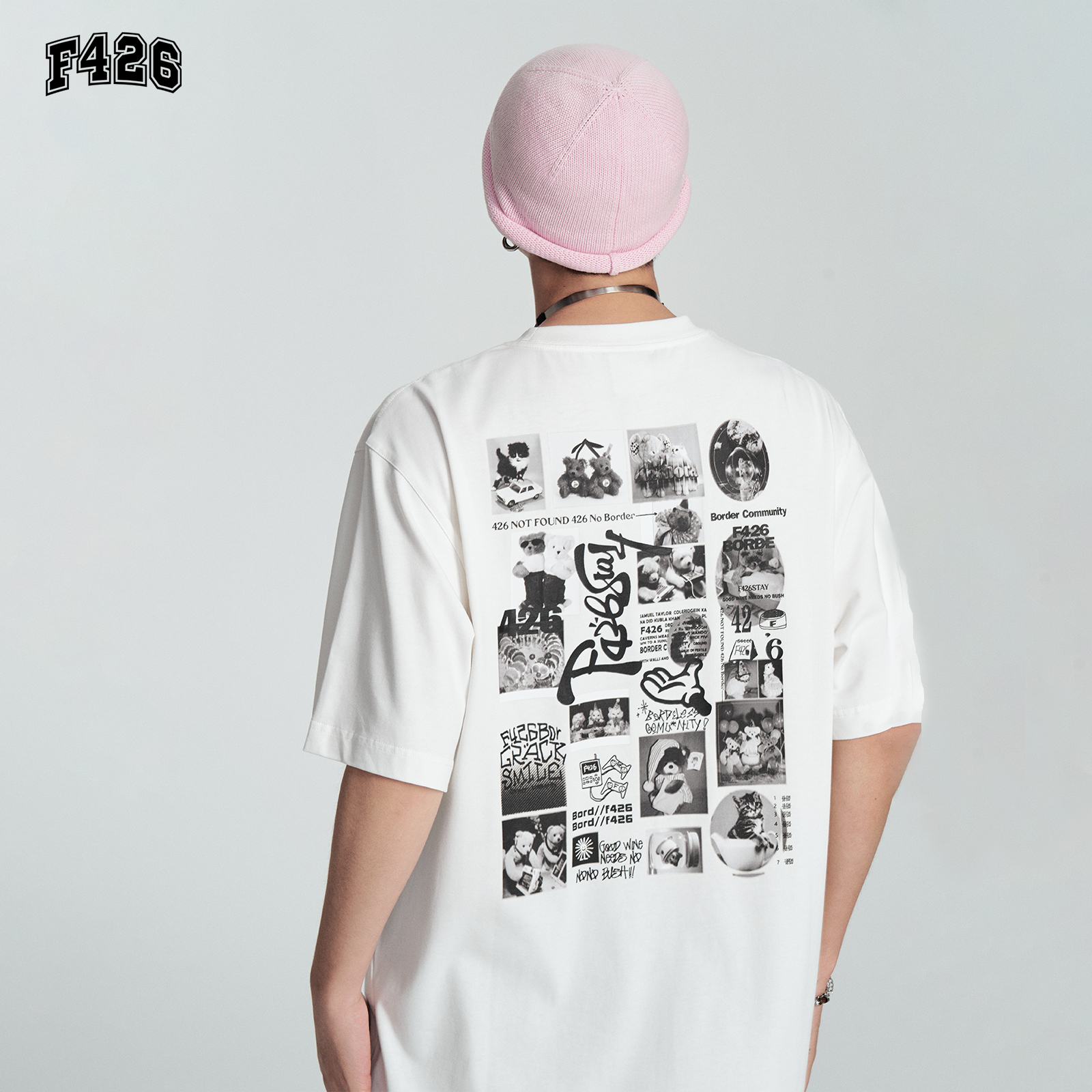 【F426官方店】国潮牌情侣嘻哈夏季黑白趣味照片短袖T恤