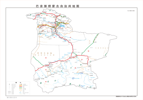 巴音郭楞蒙古自治州政区地图水系河流湖泊交通行政区划旅游铁路地