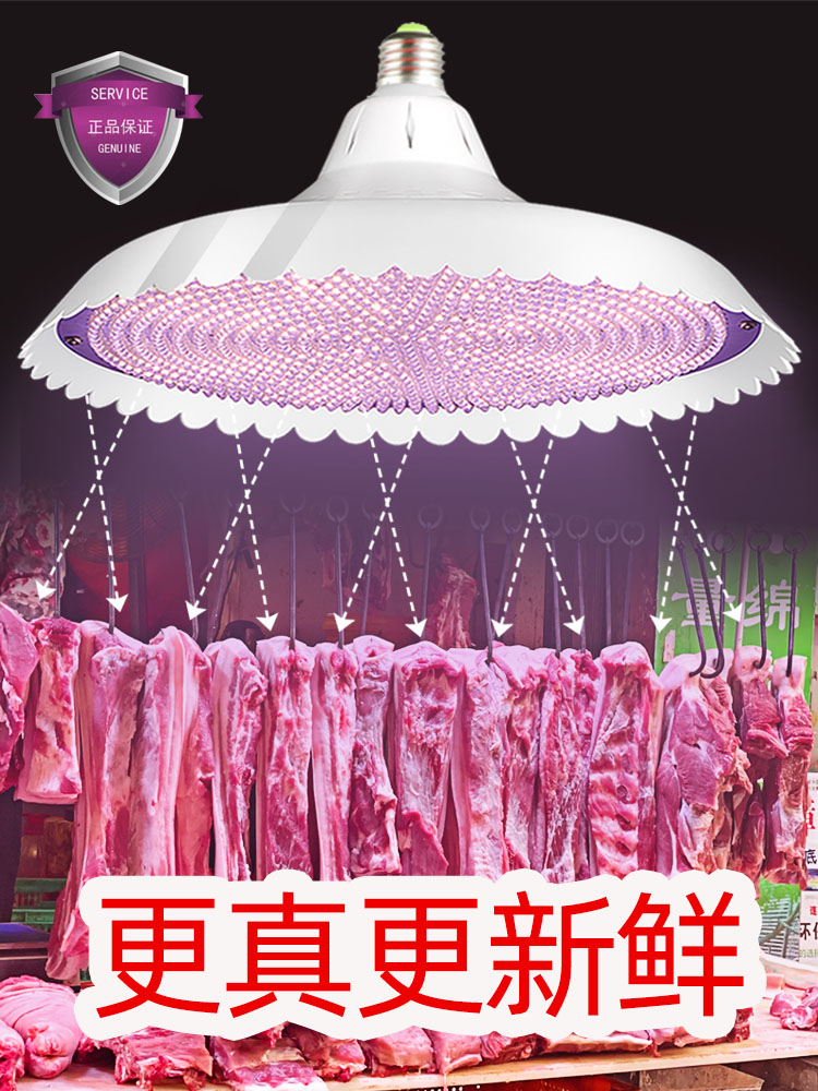 新国标专用猪肉led生鲜灯鲜肉牛羊鸡肉灯肉摊海鲜加大款白光300瓦