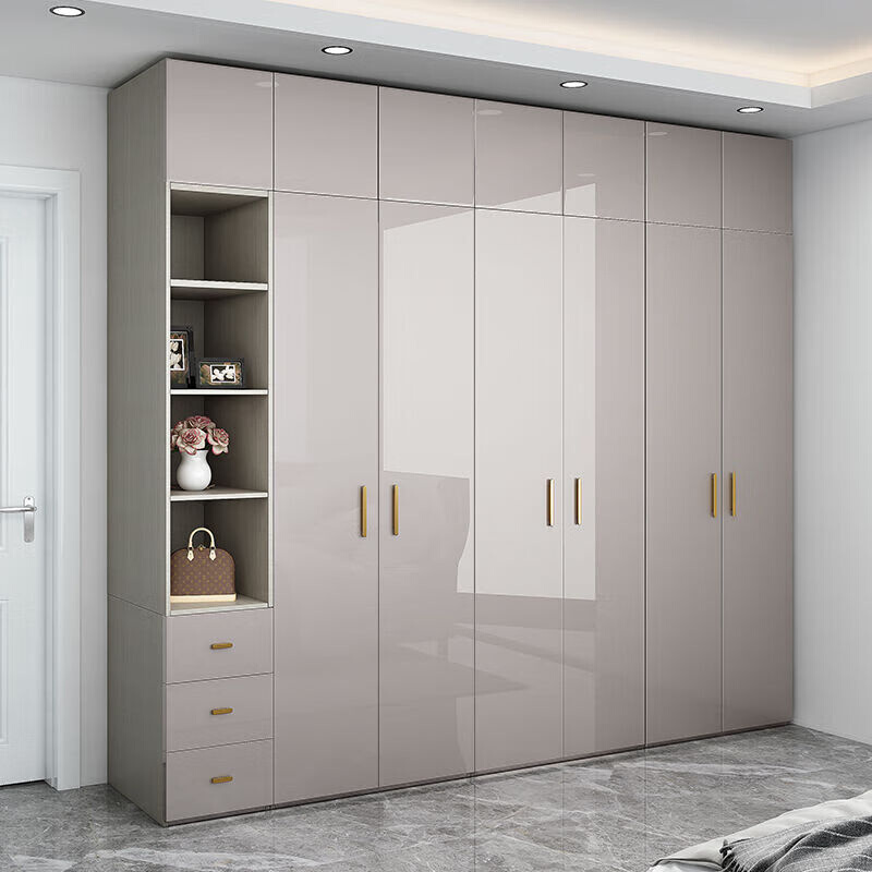 2023衣柜现代简约高光家用卧室小户型组合组装对开门储物6门（2.|
