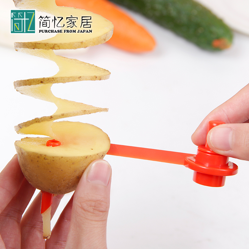 日本进口旋转切片器螺旋刨薯塔神器土豆胡萝卜卷花器油炸土豆卷刀
