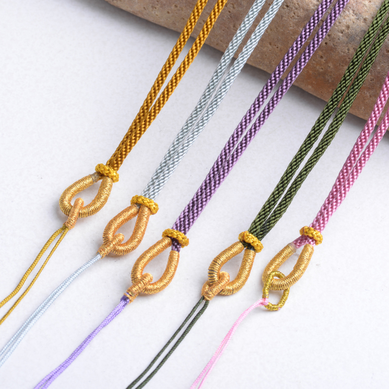 手工绕金线细款玉米绳翡翠玉石玛瑙项链绳女款可调节饰品挂绳