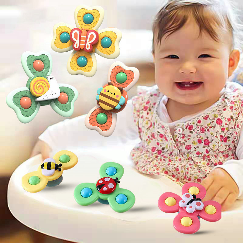 会转动的旋转花朵宝宝趣味餐桌椅吸盘转转乐婴幼儿童指尖陀螺玩具
