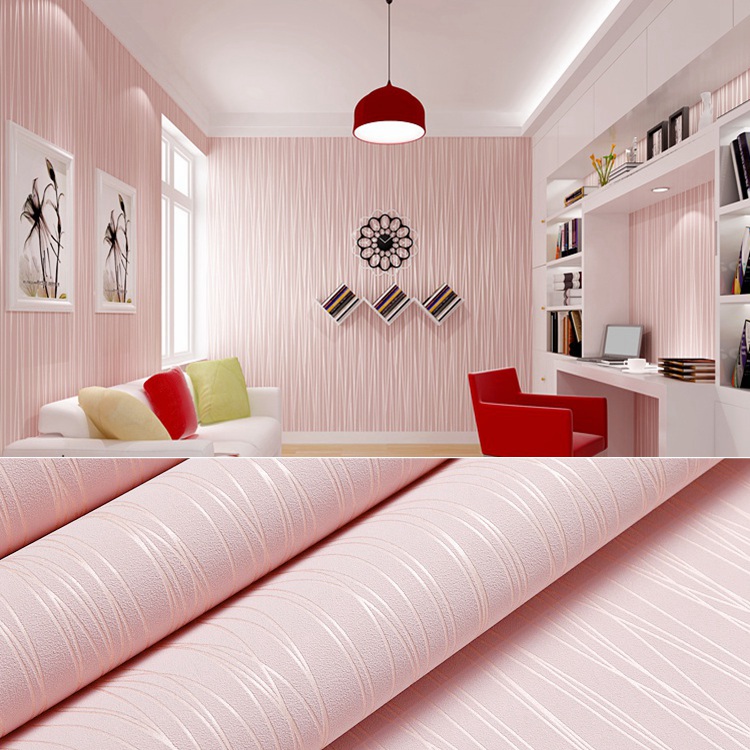 浅粉色3D素色壁纸 卧室客厅服装店宾馆 简约蓝色灰色白色工程墙纸
