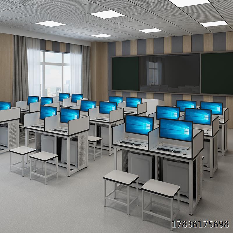 学校电脑桌培训机房屏风隔断桌椅微机云教室驾校台式英语考试桌子
