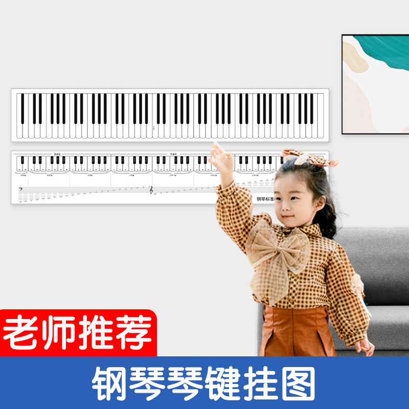 钢琴键盘练习纸质表五线谱挂图琴音对照五线谱学钢琴88键标准尺寸