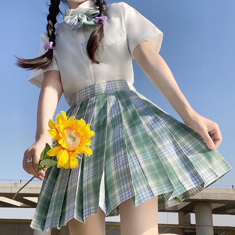 原创正版雪松jk制服裙套装全套夏季格裙女学生短裙日系百褶裙子
