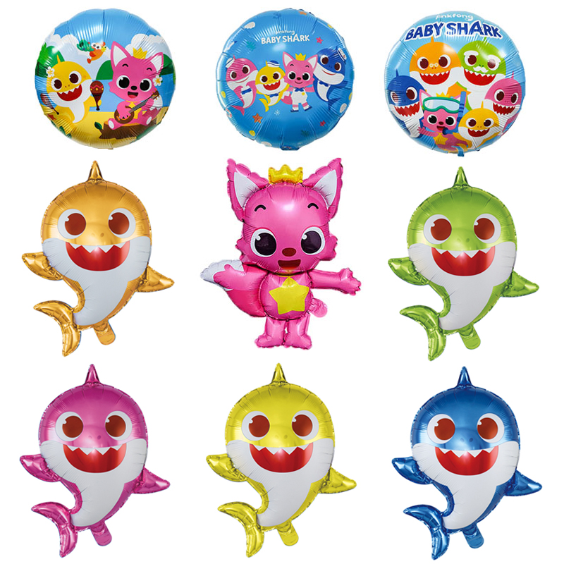 BabyShark正版卡通碰碰狐鲨鱼宝宝气球儿童生日派对主题布置装饰