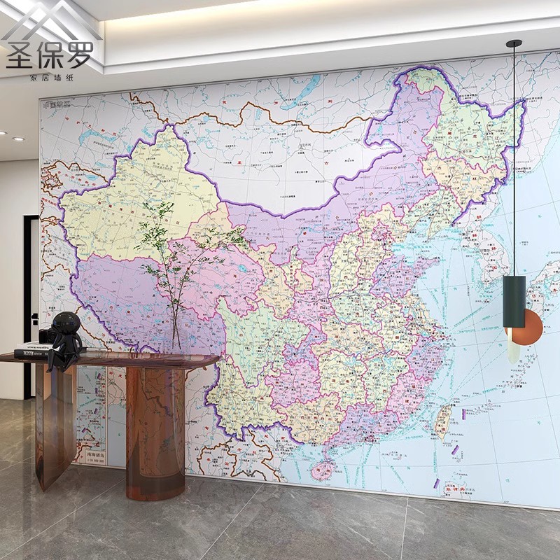 中国地图c壁纸壁布儿童房墙纸卧室男生主卧床背景墙布2023新款网