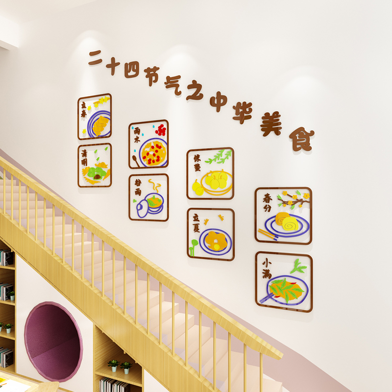 幼儿园中国风传统文化主题墙面装饰楼梯教室环境创设布置材料墙贴