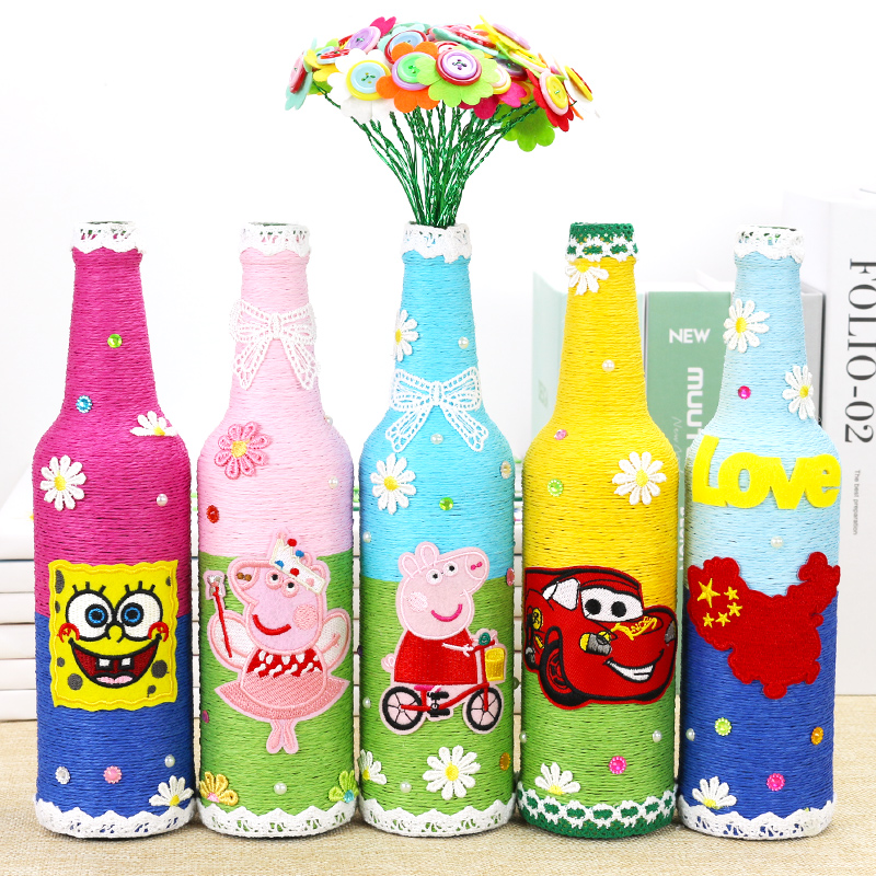 幼儿园废物利用手工制作创意diy饮料瓶改造材料易拉罐花盆瓶子