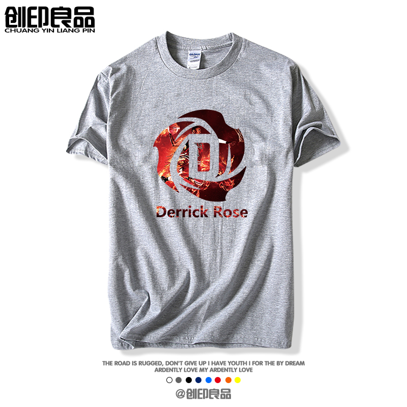 篮球运动罗斯t恤 公牛队1号短袖 玫瑰标志logo训练服男女定制球衣