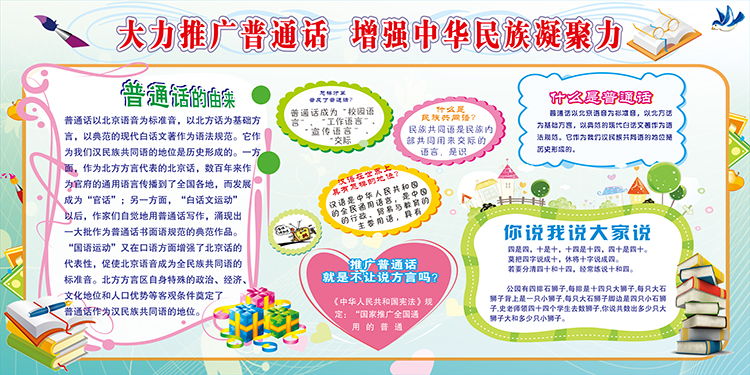 推广普通话写好规范字宣传栏墙贴幼儿园小学请讲普通话宣传海报