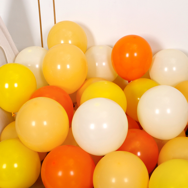 马卡龙黄色系气球加厚哑光圆形柠檬黄橙色幼儿园布置秋天主题装饰