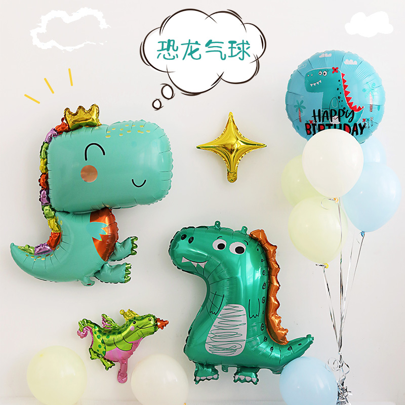 侏罗纪电影大号恐龙造型卡通铝膜气球六一儿童生日派对布置霸王龙