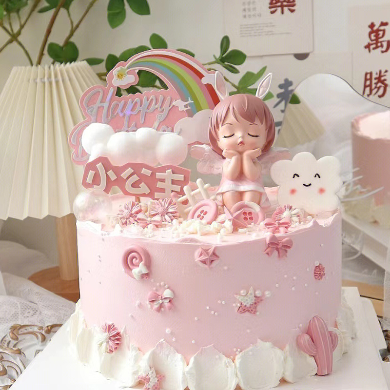网红贝拉公主可爱女孩蛋糕插件装扮安妮天使宝贝生日蛋糕装饰摆件