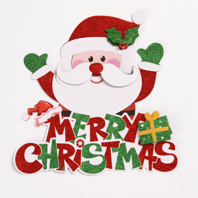 圣诞节装饰品圣诞老人雪人麋鹿圣诞树挂件彩色立体墙贴纸玻璃贴画