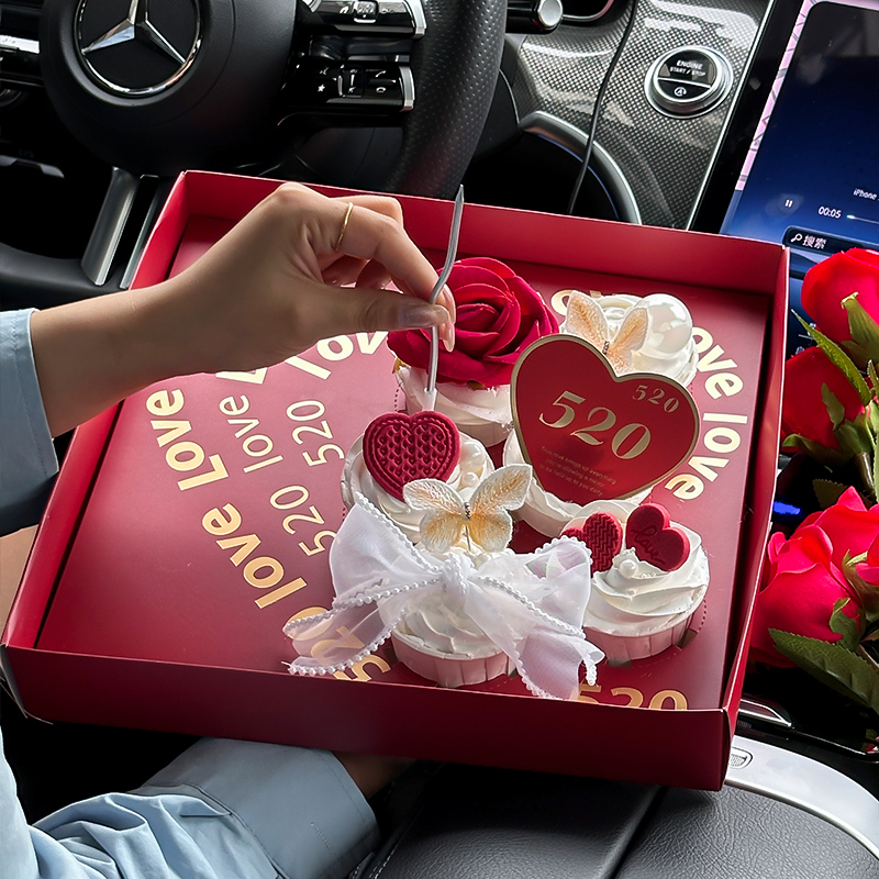 ins网红520情人节纸杯蛋糕装饰手提礼物包装盒甜品打包盒子插件