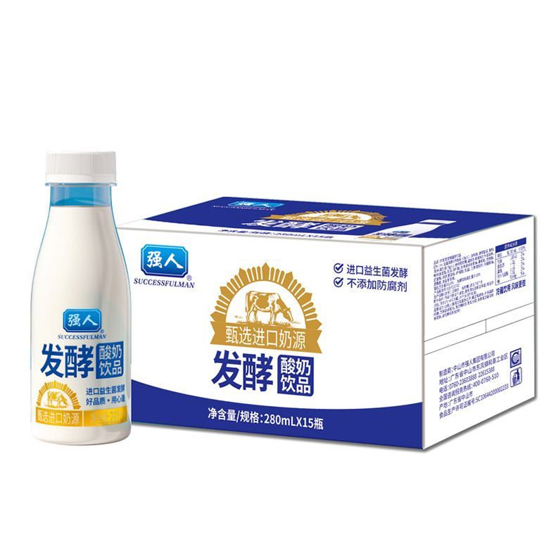 强人牛奶发酵酸奶水牛酸奶饮料瓶早餐食品整箱清仓饮品