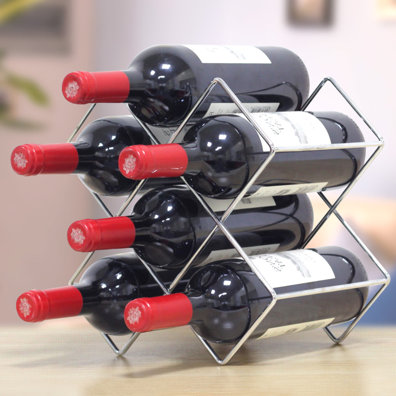 红酒架子葡萄酒格子展示托架菱形酒柜酒瓶摆件创意现代轻奢置物架