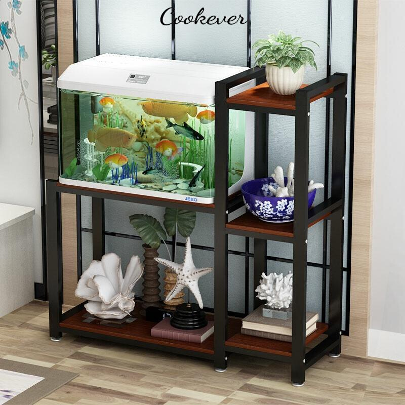 鱼缸架简单现代家用小型多层铁艺花架置物架龟缸组合客厅鱼缸柜子
