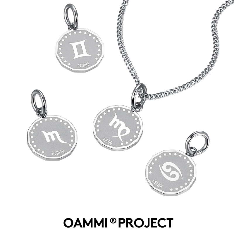 OAMMI2022年新款星座硬币吊坠项链男女小众设计感中性卫衣项链