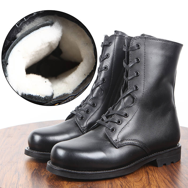 78式冬季羊毛飞行靴 真皮长筒保暖棉皮靴大头棉皮靴工装靴机车靴