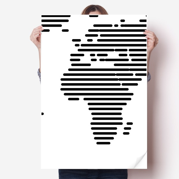 简约黑色线条世界地图插画海报贴纸80x55cm墙贴纸卧室家居装饰