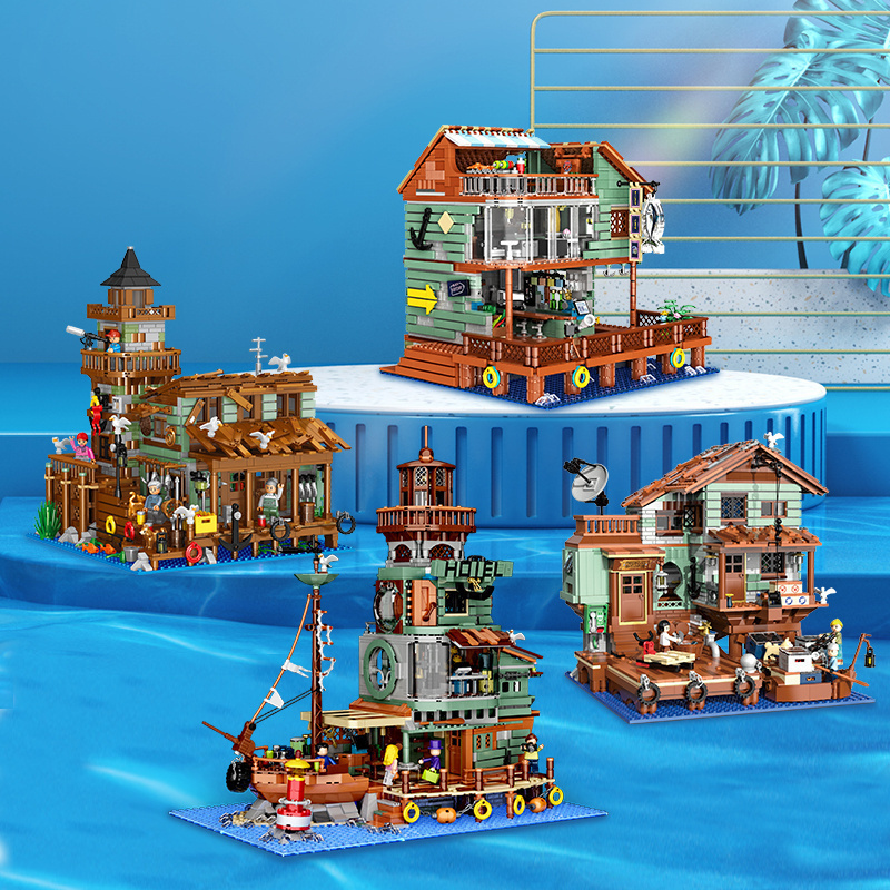 中国积木建筑街景渔夫小屋21310渔人码头海港餐厅儿童拼装玩具