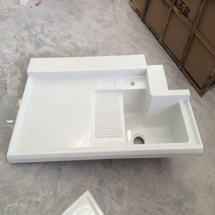 定制石英石阳台洗衣盆不锈钢太空铝洗衣柜水池槽搓板管角形状切角