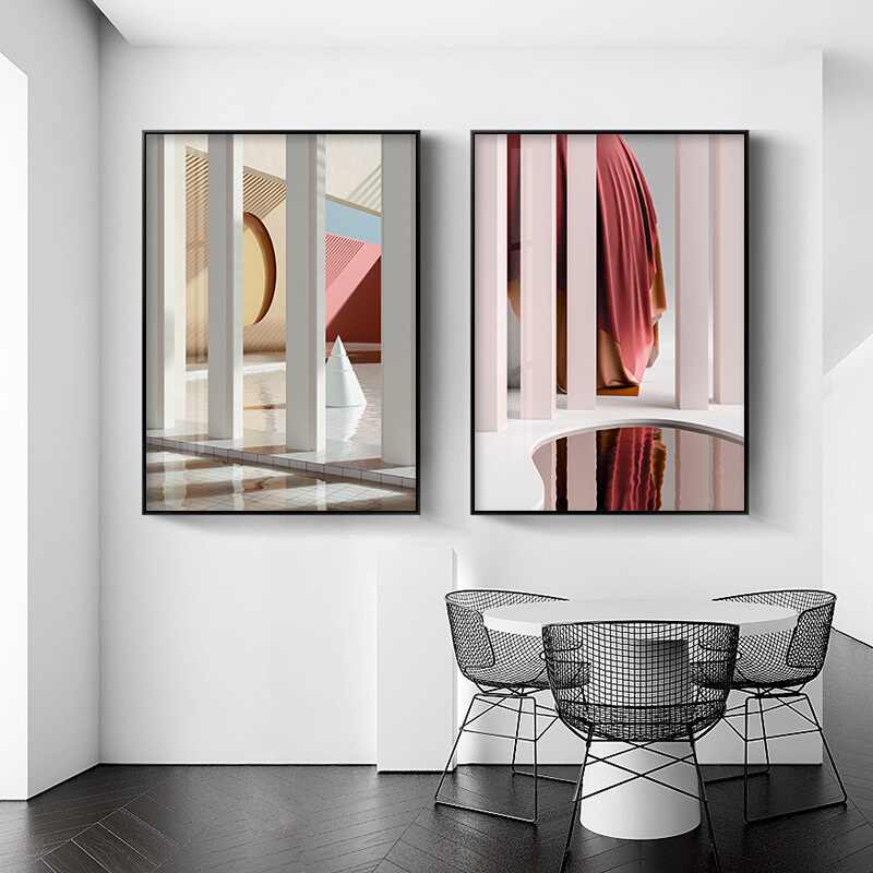 装饰画空间视觉延伸感现代简约过道走廊客厅玄关挂画高级竖版壁画
