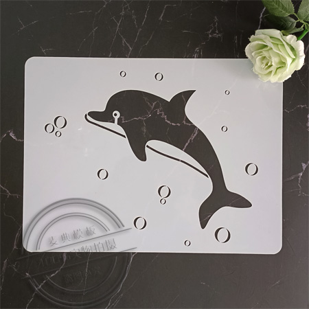 海豚 黑板漆手绘DIY镂空模板颜料喷漆卡通动物图案遮蔽板涂色工具