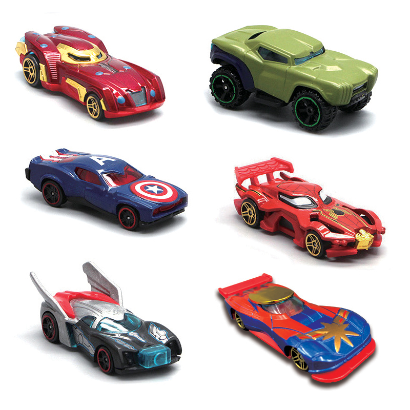 合金跑车玩具超级英雄罗布钢铁侠蜘蛛侠英雄战车赛车模型儿童男孩