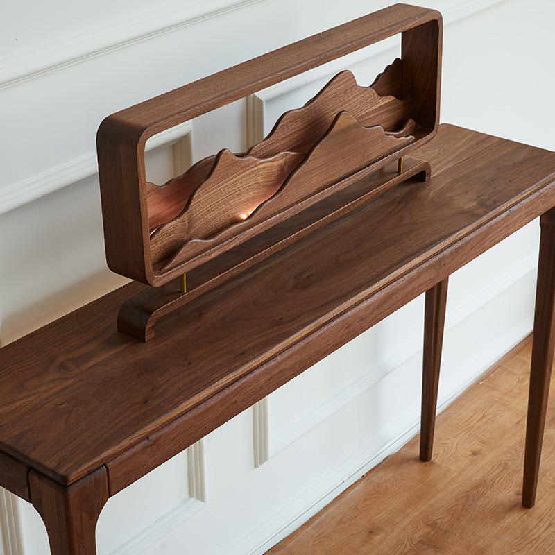 愫木工条现代案简约黑胡桃木窄桌北欧玄关供桌条几实木新中式条桌