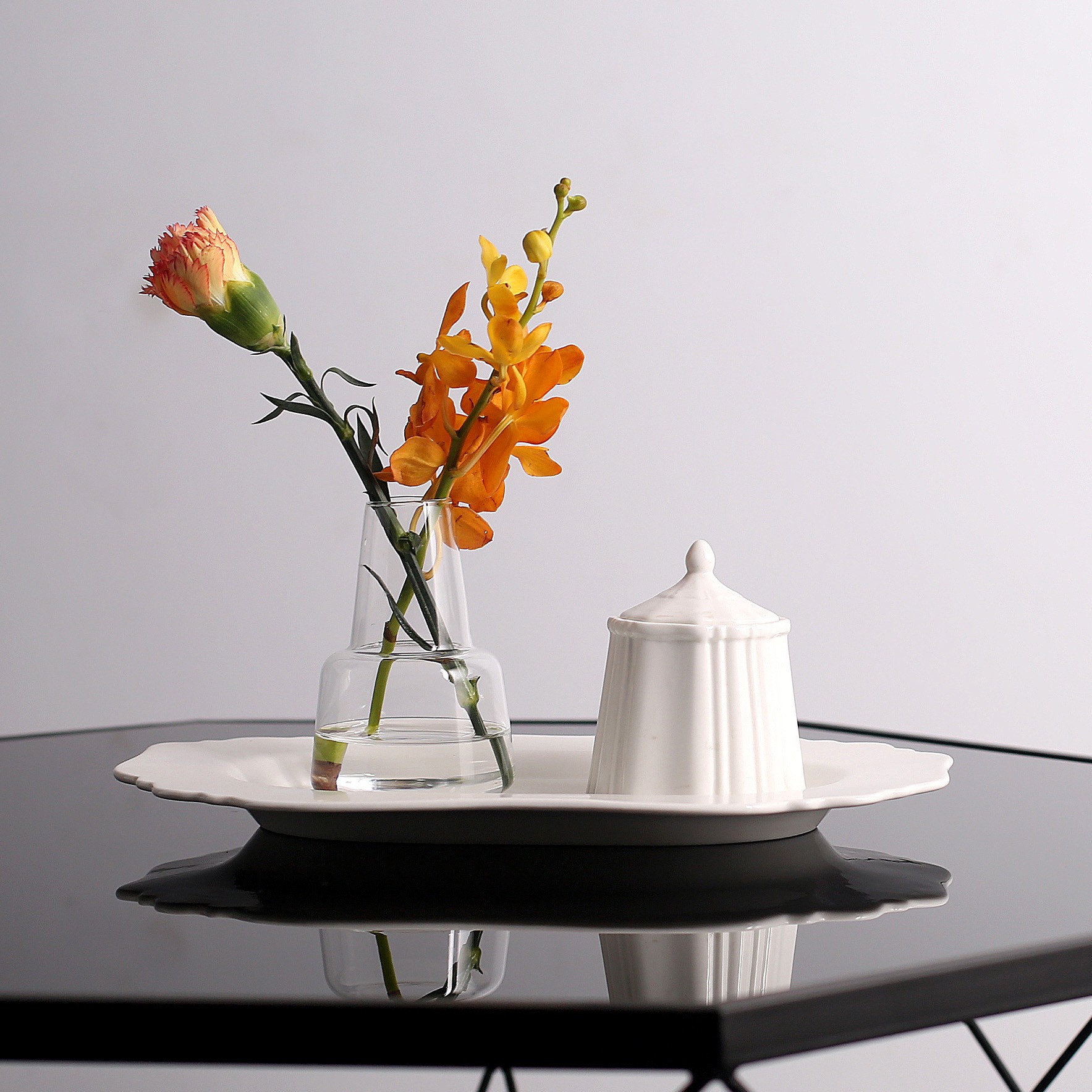 37度原创 梯形玻璃花器小号 北欧简约透明玻璃花瓶 创意家居