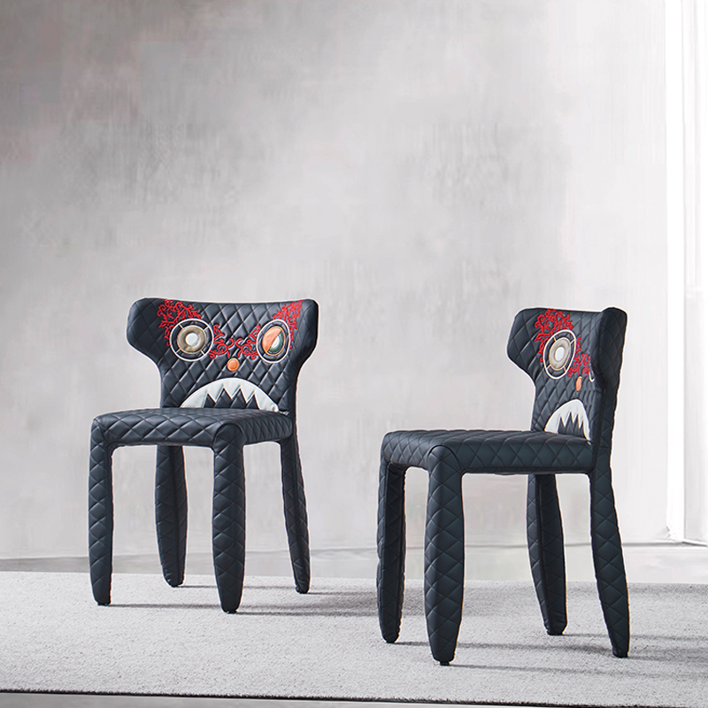 意式餐椅家用怪兽椅设计师国潮家具现代简约书房化妆椅子怪物椅