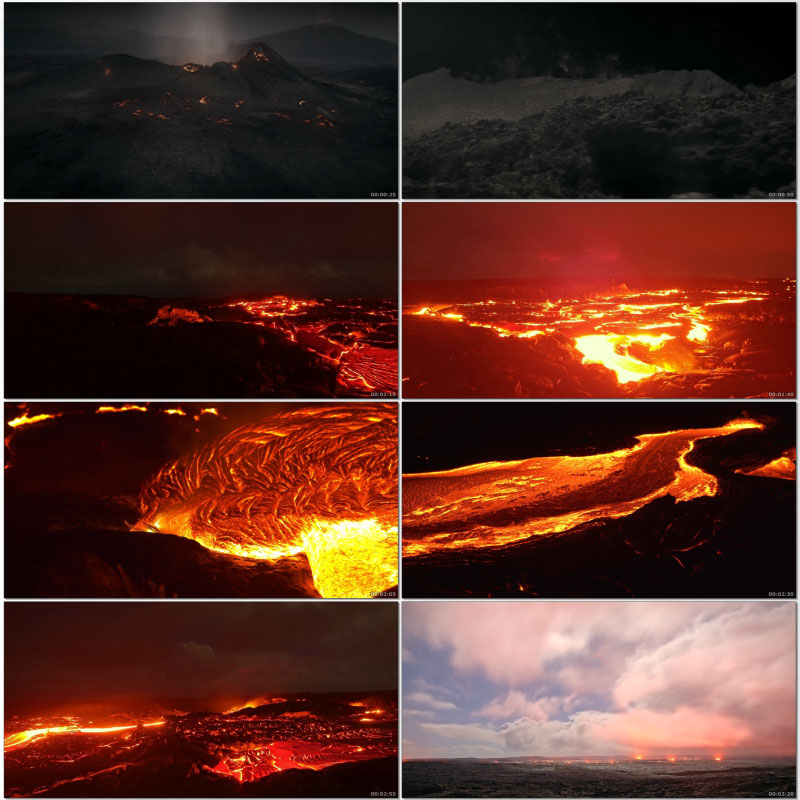 岩浆岩石陨石降落地球火山喷发史前世界岩石融化地质演变视频素材