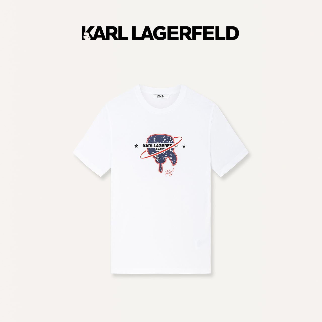 KARL LAGERFELD卡尔拉格斐2024夏季新款logo刺绣短袖T恤男老佛爷