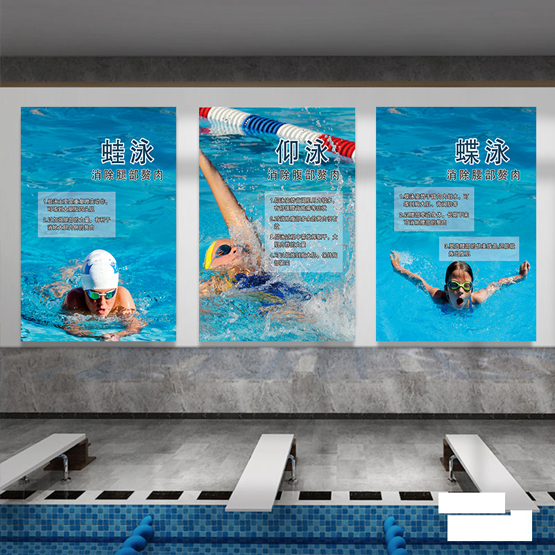 游泳池墙面装饰挂画儿童少儿培训学校贴画体育馆创意布置壁画海报
