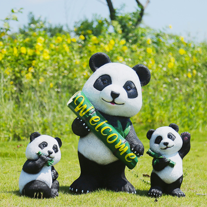 户外创意可爱熊猫雕塑仿真树脂动物花园庭院公园草坪别墅装饰摆件