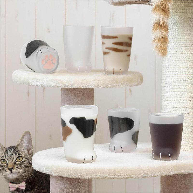 石塚硝子日本猫爪杯 猫咪脚杯牛奶玻璃可爱水杯子 ADERIA虎年礼物