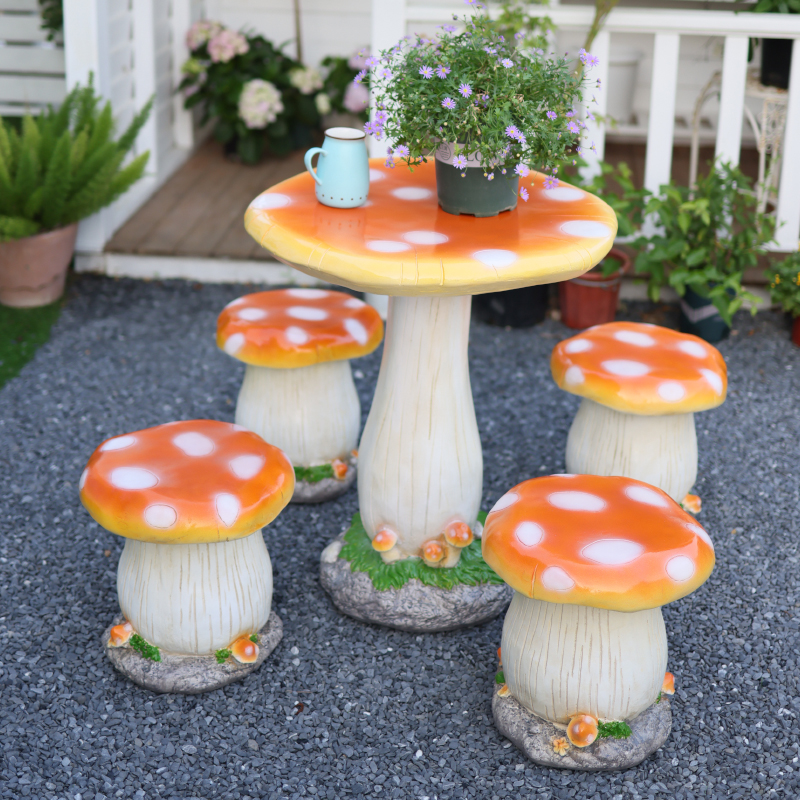 花园庭院装饰创意仿真蘑菇桌椅摆件户外雕塑工艺品布置园林别墅用