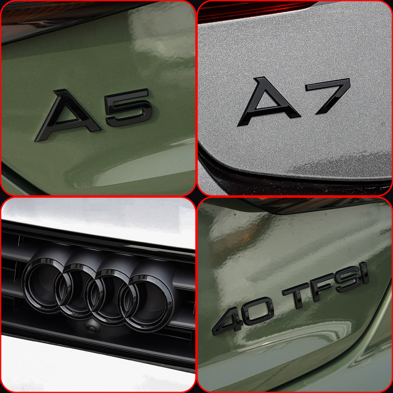 奥迪A5黑色车标Q2L黑武士进口A7专用尾标字母排量标汽车改装黑标