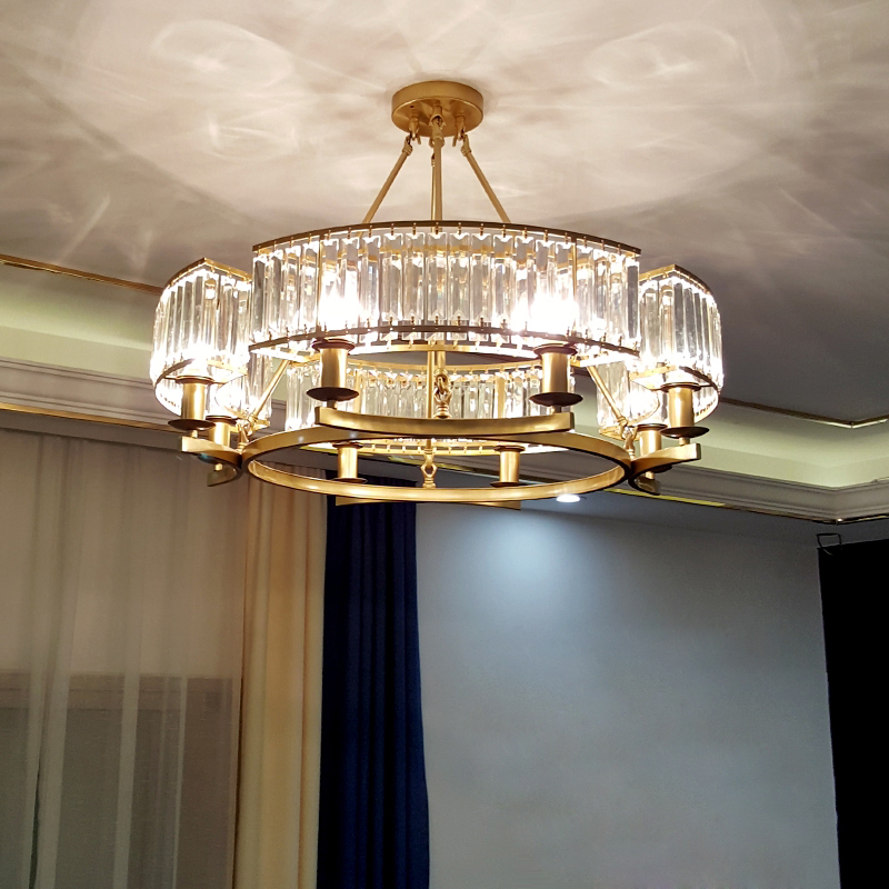 法式轻奢客厅主灯美式水晶吊灯大气餐厅灯卧室灯圆形复古中山灯具