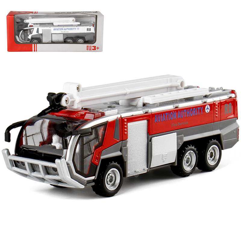 新款 [盒装]蒂雅多机场消防车灭火车合金声光仿真模型车儿童玩具