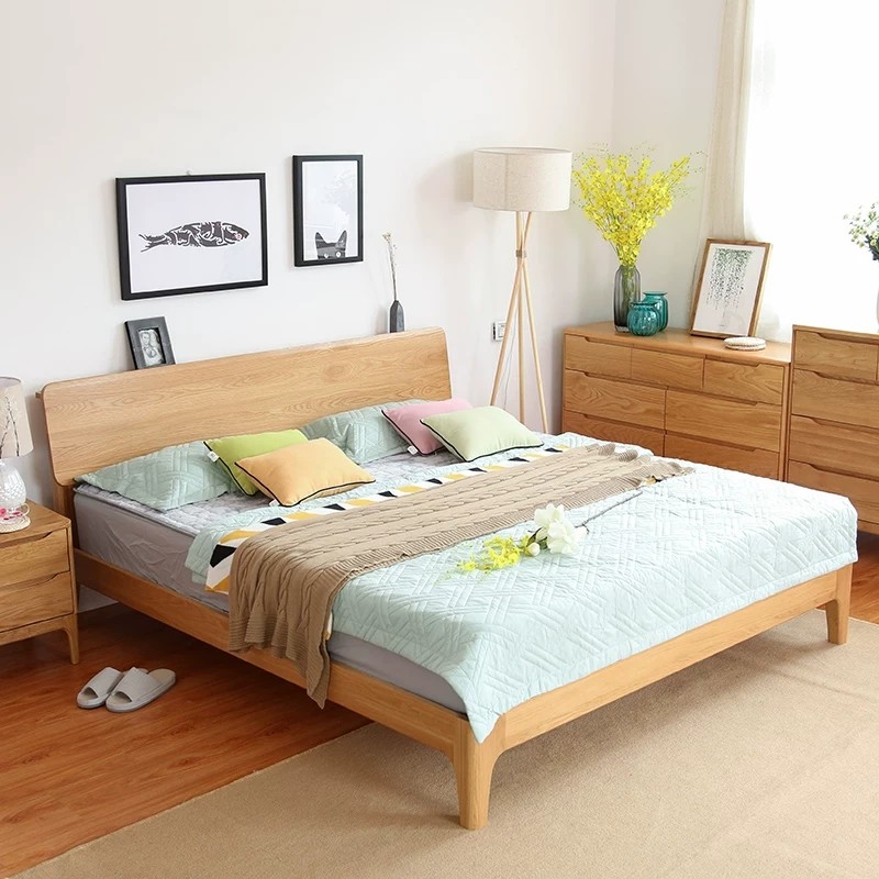 北欧简约纯实木床橡木半岛日式双人床卧室家具1.5/1.8m维莎同款